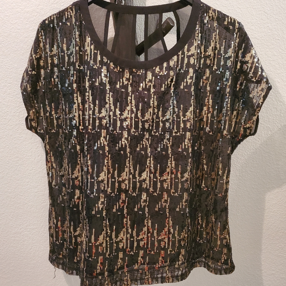 **3/$28 **Plus size sequin sheer party top